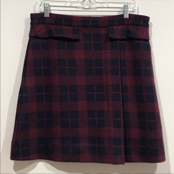 Marc By Marc Jacobs Maya Plaid Jacquard Skirt in Ink Blue Multi Size Large - Picture 2 of 13